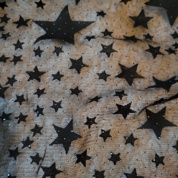 Revolve Diabless holiday shirt blouse black size small mesh top velvet stars - Picture 6 of 7